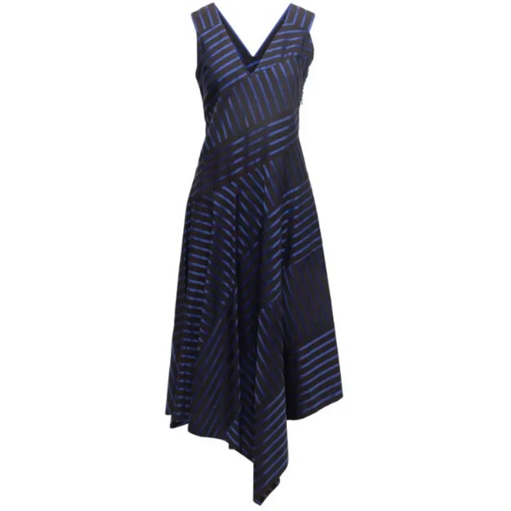 Derek Lam royal blue striped asymmetrical dress. 4